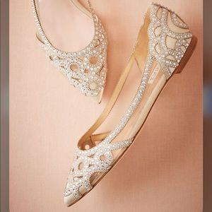 Badgley Mischka Gigi Pointed toe bridal flats 9